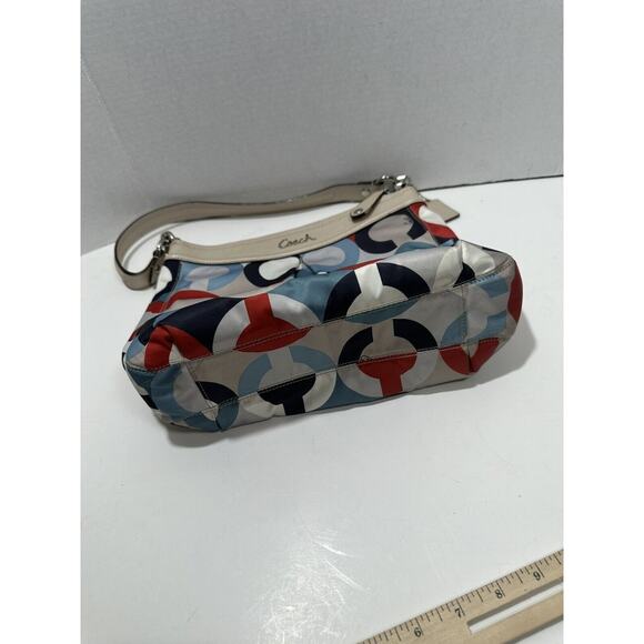 Coach Ashley Op Art Satin Multi Print Handbag Purse C1376-F23930 Shoulder Bag - Picture 6 of 16